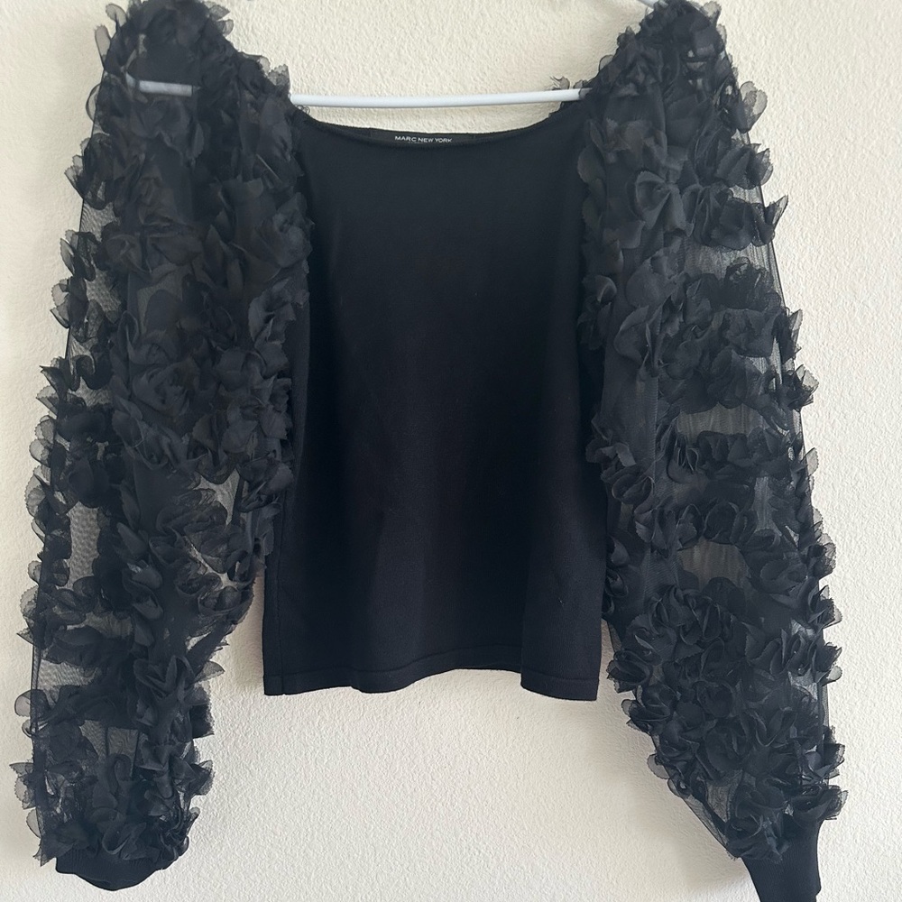 Mark New York Top With Floral Sleeves